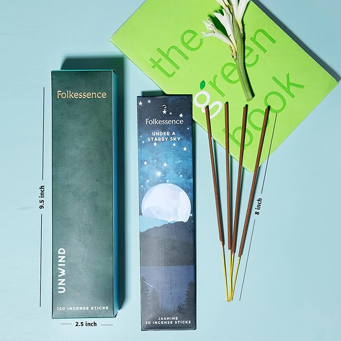 Folkulture Incense Sticks (120 Sticks) | Set of 6 Premium Incense For Focus on Work, Aromatherapy, Gifts | No Charcoal,Organic, Non Toxic, 45 Mins, Long Burning Oud, Jasmine, Peppermint Insence-Sticks