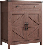 ChooChoo Kitchen Storage Cabinet, Coffee Bar Cabinet, Farmhouse Buffet Sideboard with Drawer for Kitchen, Living Room, Walnut