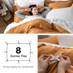 Bedsure Honey Ginger Duvet Cover King Size - 3 Pieces Prewashed Cotton-Like Extra Soft Bedding Set, Includes 1 Duvet Cover 104x90 Inches with Zipper Closure & 2 Pillow Shams, Comforter Not Included
