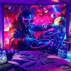 NYZE Horse Tapestry for Bedroom, Music Wall Tapestry, Party Decor Glow in the Dark Room Decor Tapestries, Cool Galaxy Planet Wall Hanging, Wall Hanging for Room Dorm 79in×59in