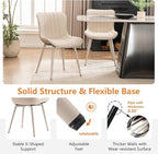 YOUNUOKE Mid-Century Modern Dining Chairs Set of 2, Cream PU Leather Upholstered Kitchen Chairs with Cream Metal Legs, Armless Accent Chair for Dining Room, Guest Reception Room