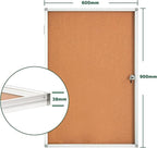BIBOC Enclosed Cork Bulletin Board Weatherproof Display Cases Tamperproof Notice Poster Memo Board with Aluminum Frame,36x24 inches (Cork12)