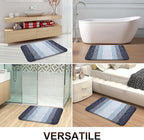 OLANLY Bathroom Rug Set 2 Piece, Soft Absorbent Microfiber Bath Rug Set, Non-Slip, Machine Wash Dry, Plush Shaggy Bath Mats for Bathroom (47"x20"+24"x16", Dark Blue)