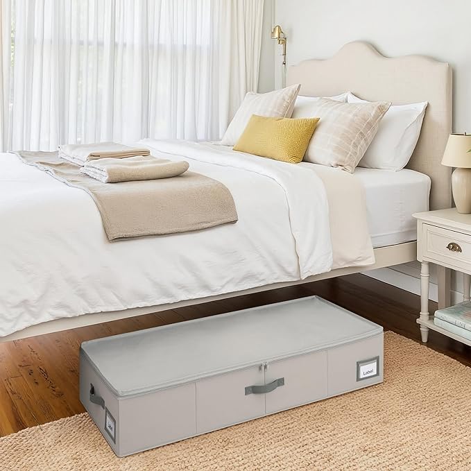 GRANNY SAYS 2 Pack Large Under Bed Storage, Underbed Organizer with Zipper Lid for Bedroom, Grey Clothing Storage Bins for Blankets, Clothes, Shoes