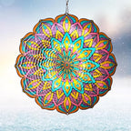 Mandala Wind Spinner - Purple Tulip Design | 12 Inch Stainless Steel Hanging Wind Sculpture & Catcher, 3D Kinetic Yard Art Garden Decor for Indoor & Outdoor | Meaningful Gift Idea