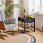 Adjustable Side Table with Drawers, Refrigerator Table,Square Coffee Table, Large Printer Stand, End Table Black YD-TM156B