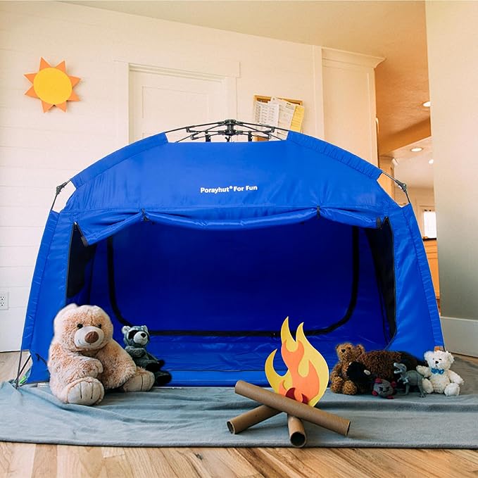 Indoor Instant Privacy Bed Tent for Sleeping,Quick Set-up Bed Canopies,Portable Bed Drapes with Large Space and 3 Doors (Blue, Twin)
