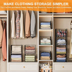4-Tier Stackable Closet Organizers and Storage Shelves, Clothes Storage Basket, Clothes Shelf Organizer Sweater Organizer Bins Container for Wardrobe Kitchen Bathroom Office, Black
