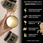 Black Oud Candle Highly Scented Soy Candel Natural Non Toxic Velas Aromáticas Gift for Men 5Oz Decorative Tin Jars with Lids Pack of 3