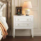 Huuger 27.6 Inch Tall Nightstand with Charging Station, USB-C Port, 2 Drawers Bedside Table, Larger Night Stand with 11.4 Inch Raised Legs, Painted Side Table End Table, for Bedroom, White