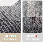 Waffle Bath Mat, Boho Bathroom Rugs Non Slip Washable Super Absorbent Quick Dry Bath Mat Farmhouse Bathroom Decor, 24"x16" Grey