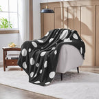 CozeCube Super Soft Fullfy Microfiber Reversible Knitted Blankets, Warm Cozy Fuzzy Plush Throw, Black and White Polka Dot Throw Blanket for Couch Bed Sofa, 60" x 80"