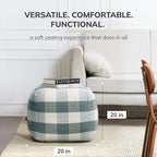 Anji Mountain Artisan Crafted Cotton Blend Pouf Ottoman | Versatile Floor Seating & Footstool for Living Room | Modern Boho Home Décor Accent | Filled Pouffe