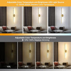 Wireless Battery Operated Wall Sconces with Remote, Gold Rechargeable Led Wall Lights Set of Two, Cordless Dimmable Battery Powered Wall Lamp Decor for Bedroom Living Room, 3 Color, 28 Inch