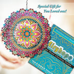 Mandala Blossom Wind Spinner - Metal Wind Spinners | 12inch 3D Kinetic Laser Cut Hanging Wind Sculpture & Wind Catcher | Outdoor Decor for Garden, Patio, Yard Art