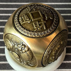 Brass Lucky Ball 6 Sides Rotatable Feng Shui Ornament Wealth Statue Treasure Ball Fengshui Sculpture Chinese Traditional Home Decor (G1 Large Lucky Ball)