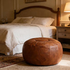 Thgonwid Unstuffed Moroccan Ottoman Pouf Cover, Ottoman Footstool Storage Solution, Bean Bag Chair, Foot Rest, Brown