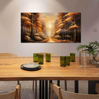 Large Wall Art for Living Room Bedroom Office Gold Forest Artwork Sunrise Landscape Nature Pictures Modern Wall Art Framed Canvas Prints 24x48 Inch