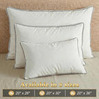 Feather Pillows King Size Set of 2 Goose Down Pillows with 100% Breathable Cotton Cover, Hotel Collection Bed Pillows for Sleeping, Soft Support for Back, Stomach and Side Sleepers
