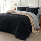 Bedsure King Size Comforter Set - 7 Pieces Reversible Black Bedding, King Size Bed Set for All Seasons, Bed in a Bag with Down Alternative Comforter, Sheets, Pillowcases & Shams