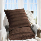 Cheer Collection Faux Fur Throw Pillows - Decorative Pillows for Couch, Bed Throw Pillows, Chocolate Accent Pillows for Bedroom or Living Room Aesthetic, Set of 2 Furry Throw Pillows, 16" x 16"