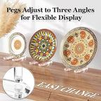 Plate Stands for Display, 2 Pack Clear Acrylic Display Easel with Adjustable Pegs for Decorative Plate, Books, Records, Plaque, Picture Frame, Platter Tabletop Art