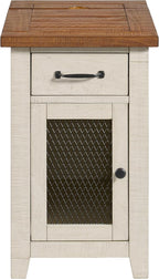 Martin Svensson Home Solid Wood White and Honey Rustic Chairside End Table with Power and Storage