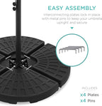 Best Choice Products 4-Piece 158lb Capacity Cantilever Offset Patio Umbrella Circular Base Stand w/Carry Handles, Easy-Fill Spouts, Base Connector Hooks, UV Stability - Black