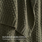EVERGRACEHOME Chunky Chenille Knit Throw Blanket for Couch, Soft Luxurious Moss Stitch Blankets for Bed, Cozy Decorative Farmhouse Knitted Throws for Sofa, Olive Green, 60" x 80"