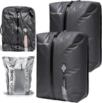 Black Voyage Reusable Vacuum Compression Travel Bag for Carry-On Suitcase and Backpack, Recycled IP67 Waterproof Space Saver Vacpack (2-Pack, 18L - No Pump)
