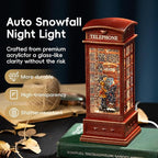 Snow Globe Lantern with Telephone Booth Couples –Shatterproof 8 Songs Musical Box Automatic Snowfall Led Light USB & Battery Powered,for Valentine’s Day Gifts Present Birthday Home Fall Decoration,Red