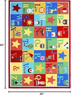 Furnish my Place 745 ABC with Animal ABC Area Rug for Kids | Educational Alphabet | Animals Children Rug | Contemporary Design | Multicolor (3'3"x5')