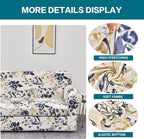 KRFOONN 3 Piece Stretch Sofa Couch Covers for 2 Cushion Couches Printed Sofa Loveseat Slipcover with 2 Separate Seat Cushion Covers Washable Sofa Slip Covers Furniture Protector (Loveseat, 27), Medium