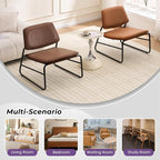DAICO Modern Accent Chair Waterproof Armless Sling Accent Chairs Comfy Upholstered Side Sitting Chairs with Metal Frame for Living Room Bedroom Balcony Garden, Faux Leather, Brown