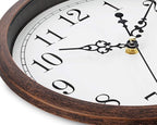 Bernhard Products Wall Clock 10 Inch Silent Non Ticking Movement Quality Quartz Battery Operated Round Easy to Read Decorative Brown Home/Kitchen/Office/Bedroom/Classroom/School Clocks, Black Numbers
