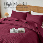 akkialla Full/Queen Quilt Set, Burgundy Lightweight Microfiber Bedspread Coverlet, Boho Geometric Pattern, Soft All-Season Bedding, 3-Piece (1 Quilt, 2 Pillow Shams) | Breathable fabric, Modern style