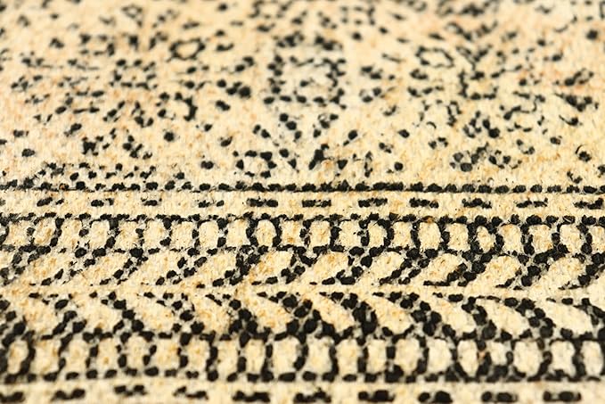 Area Rug 4' Square Rug Bronze & Black Cotton Dhurrie Oriental Thick 0.19 inches Stone Easy Washable Rug Hand Wash Cotton Carpet Flatweave Rug Indoor Outdoor Rugs for Kitchen, Bedside, Enterway