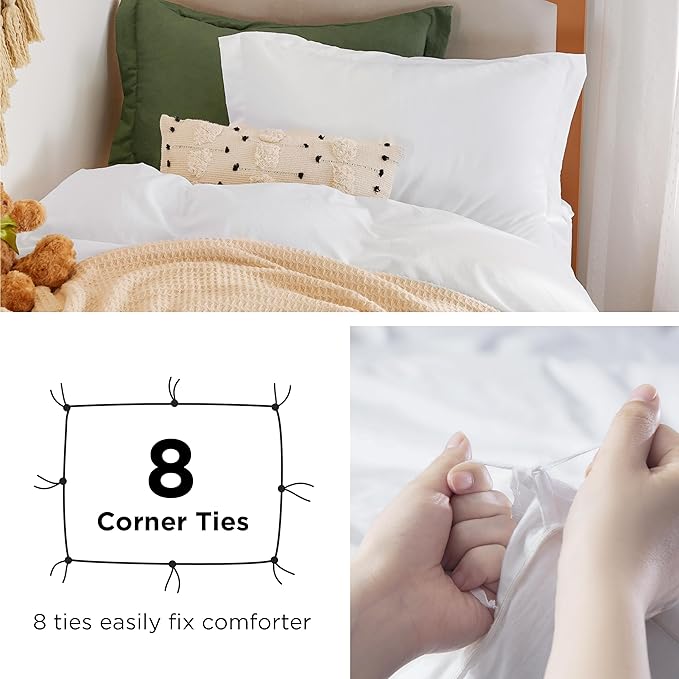 Bedsure Duvet Cover Twin/Twin XL Size - 2 Pieces Prewashed Cotton-Like Polyester Extra Soft Bedding Set, Includes 1 Twin Duvet Cover 68''x90'' with Zipper Closure & 1 Pillow Sham, White, No Comforter