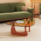 Coffee Tables Glass Small Farmhouse Coffee Table Mid-Century Modern Wood Center Table for Living Room, Walnut Brown, 36 Inch