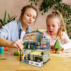 ENJBRICK Garden Hotel Assembly Square Building kit,Modular House Building Blocks Model Set for Teens and Adults.Collectible Display Toy Building Set 1284 PCS