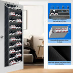 shoe organizer,70 Pounds Large Capacity,20-30-Pair over the door shoe organizer,10 Tiers shoe rack for closet,New upgrade Anti-scratch heavy duty hook and Bamboo material Baffle, Black/Grey