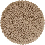 REDEARTH · Round Pouf Ottoman - Hand Knitted Cable Boho Poof Home Décor Pouffe Circular Footrest for Living Room - Nursery - Bedroom - Lounge 100% Cotton (19.5”x19.5”x14”) - Beige, Set of 2