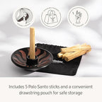 Luna Sundara Authentic Peru Pottery Palo Santo Stick Holder and Incense Holder with 5 Palo Santo Sticks Handmade Ceramic Smudge Bowl Sage Holder Red Gift Set