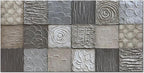 Alenoss 100% Handmade Abstract Metal Paintings Canvas Wall Art Unique Thick Texture Rough Surface Modern Oil Painting 48x24 Inches Imitation Old Handicrafts Grey Artwork