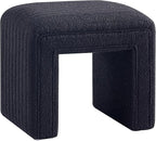 Get Set Style Vanity Stool Chair,Modern Boucle Ottoman Foot Stool with Wooden Legs Sofa Bench Footstool Extra Seat for Vanity,Makeup Room,Living Room,Entryway,Office (Fully Assembled) (Black)