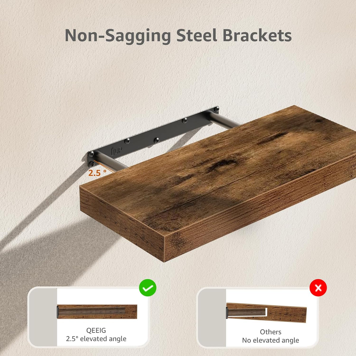 Bathroom Floating Shelves Set of 2 – Rustic Wall Mounted Storage & Decor