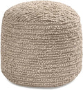 Anji Mountain Artisan Crafted Cotton Blend Pouf Ottoman | Versatile Floor Seating & Footstool for Living Room | Modern Boho Home Décor Accent | Filled Pouffe