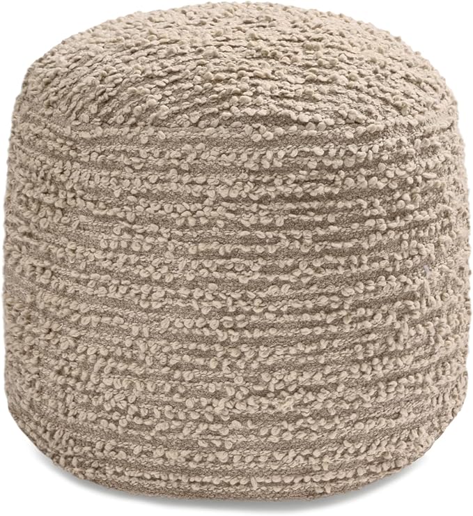 Anji Mountain Artisan Crafted Cotton Blend Pouf Ottoman | Versatile Floor Seating & Footstool for Living Room | Modern Boho Home Décor Accent | Filled Pouffe