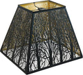 Large Metal Lampshade New Pyramid Shape Design 8'' Top 14'' Bottom 11'' Height ALUCSET Square Bell Shade Lamp Shade Forest Design Black and Gold fits for Table Lamps and Floor Lamps