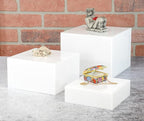 Red Co. Set of 3 Glossy White Acrylic Cube Display Nesting Risers with Hollow Bottoms - 2 Pack